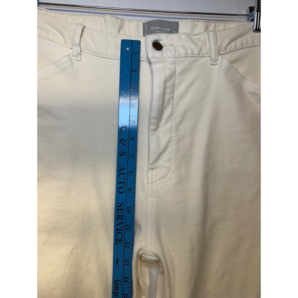 Everlane Organic Cotton Utility Pant Cream Ivory Straight Leg Size 12 High Rise - Picture 7 of 12